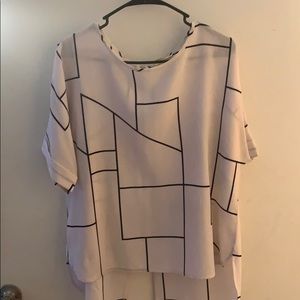 White and black stripped zipper back top